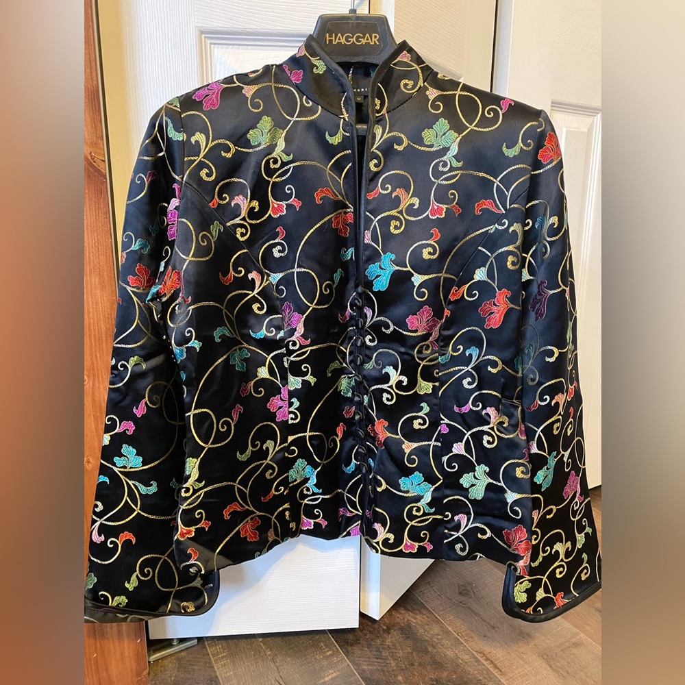 Mesmerize Embroidered/Painted Asian Silky Blazer Jacket